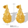 Goldene französische Vintage Edelstahl Ohrstecker mit hohler Wassertropfen Textur - Gold