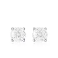 Classic S925 sterling silver stud earrings with round clear rose-cut zircons in four-prong setting - 8mm / White