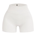 White high-waisted seamless ribbed yoga shorts in 90% nylon and 10% elastane - White