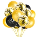Elegant 50th birthday balloon set with black gold and confetti latex balloons - 50 Years Old