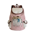 Roze en beige canvas rugzak met cartoon verpleegster print en hart grafiek - Roze Verpleegster Hart Stijl (sj1549)