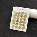24-piece 14k gold-colored alloy stud earrings set with embossed portrait patterns - Embossed Portrait (024)