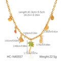 Tableau de dimensions et poids pour collier doré en acier inoxydable avec pendentifs variés - Collier à Multi-Pendentifs (HC-N40557)
