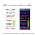 Glow-in-the-dark CS-007 floral arm tattoo stickers with fluorescent quotes and neon hearts - Fluorescent CS-007