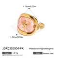 Détail de bague étoile de mer étanche en acier doré 18 carats avec nacre rose incrustée - Étoile de Mer en Coquillage Rose (JDR0302004-PK)