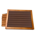 Walnut wood jewelry display tray with coffee velvet lining for rings and studs - Ring Row Tray