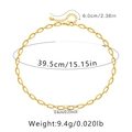Size chart for 18K gold-plated oval link chain necklace with detailed measurements - KN0138/Oval Textured Link Chain