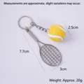 Mini tennis racket and ball keychain set with 7.7cm racket length and yellow ball - 2.5cm Large Yellow Tennis Ball + Silver Racket