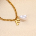Elegant golden alphabet necklace with Baroque pearl and capital letter F pendant - Letter F Necklace
