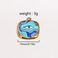Golden titanium evil eye pendant with blue oil painting waves, 19mm size and 3g weight - Blue Wave Eye Style (Style 1)