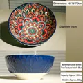 6-inch Bohemian ceramic bowl with colorful mandala pattern and blue embossed texture - 6 Inch Tree Pattern Bowl / Blue