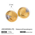 Two-tone 18k gold plated textured hoop earrings made of durable stainless steel - Round Texture Two-Tone JDE2405061-PS