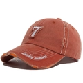Gorra de béisbol vintage roja ladrillo de algodón lavado con parche bordado 7 - Ajustable / Rojo Anaranjado