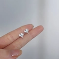 Minimalist 925 sterling silver ginkgo leaf stud earrings with detailed vein texture - Ginkgo Leaf II / Silver
