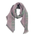 Sciarpa leopardata a quadri viola e verde lavorata a maglia con nappe e decori - 4# Viola