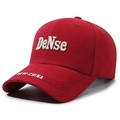 Red cotton baseball cap with white DeNse 3D embroidery and side logo detail - Adjustable / Red