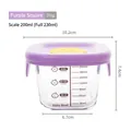 200ml glass baby food storage bowl with purple silicone lid and measurement scales - Square / Purple