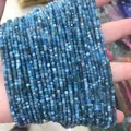 Deep blue 2-3mm square natural stone loose beads for DIY jewelry making accessories - 26-Apatite (Natural)