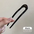 Horquilla de pelo en forma de U negro brillante, diseño minimalista de 11,5x3 cm - Negro