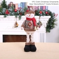 Telescopic Christmas snowman doll with plaid hat and red scarf, 18x50cm festive ornament - Snowman