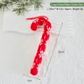 Large red knitted Christmas cane ornament with white snowflake patterns, 20x7cm size - Large Red Candy Cane with Snowflake Pattern