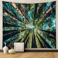 Detail of forest tapestry showing high-definition woodland trees on a textured wall - 73x95cm (Brushed Fabric) / Forest Upward