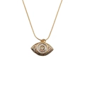 Goldene Halskette mit Augenanhänger und bunten Zirkonia-Steinen auf einer feinen Kette - Stil 00229CX Gold Buntes Auge + 50CM Schlangenkette