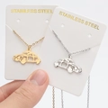 Minimalist stainless steel car pendant necklaces in gold and silver finish for women - Car