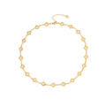 Golden metal necklace with linked diamond-shaped pendants and lobster clasp closure - Rhombus Style / Gold