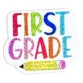 Glitzernder First Grade Lehrer Brosche mit buntem Bleistift für den Schulanfang - Erste Klasse
