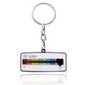 My Mood sliding heart enamel keychain with rainbow battery scale in silver finish - Mood Slider Keychain (K00752)