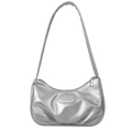 Borsa sottobraccio argento metallizzato con design plissettato e tracolla minimalista - Argento
