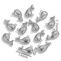 Set of 14 silver stainless steel whale pendants measuring 14mm by 9mm for DIY jewelry - Whale / Silver