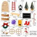 19-piece miniature Christmas dollhouse kit with wooden door and LED lights - 19-Piece Christmas Set