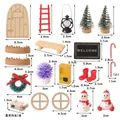 Set miniatura natalizio da 19 pezzi con porta in legno e luci LED per casa bambole - Set natalizio da 19 pezzi