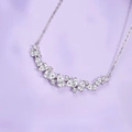 Elegant silver-plated necklace with pear and round cut clear cubic zirconia cluster pendant - Tz-5
