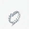 S925 Sterling Silber offener Blattring mit blauen Türkis-Inlays in schlichtem Design - Einstellbar Offen / 925 Sterlingsilber