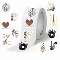 500 Musik-Aufkleber Rolle mit Motiven wie Gitarre, Klavier und Vinylschallplatte Motiven - Standard