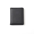 Detailed close-up of premium black PU leather texture and Yanolece embossed brand logo - Black