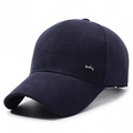 Navy blue minimalist baseball cap with silver metal trim and textured fabric - Adjustable / Navy Blue