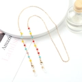 Golden eyewear chain featuring multi-colored crystal beads and anti-slip silicone rings - 1165-3 (Colorful)