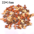 Mix of 22x14mm wooden cross beads in light, reddish, and dark brown for DIY jewelry - Mixed Colors