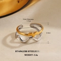 Zweifarbiger offener Edelstahlring mit goldenem Herz und silbernem Band in Wellenoptik - Doppelschicht-Herzstil (Stil 5)