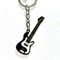 Llavero de guitarra eléctrica estilo hip-hop en acero inoxidable pulido blanco y negro - Negro
