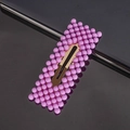 Sweet purple pearl hair clip with rectangular metal base on black reflective surface - Purple Rectangle