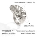 Detailansicht der Abmessungen eines silbernen Monstera-Blattrings aus Edelstahl - Silber (YYR025075-P)