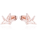 Minimalist rose gold paper crane stud earrings with a hollow origami design on white surface - 091 Origami Crane / Rose Gold