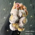 Detail of leopard plush keychain with pink spring clasp, length 130mm and weight 27g - Purple Leopard
