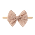 Bandeau bébé en nylon rose avec un grand nœud en dentelle évidée pour accessoires - Rose Nude (8)