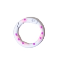 White round spring ring clasp with purple and pink painted dots for DIY keychain - White